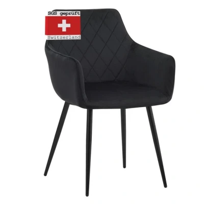 Abbildung von Albatros International Esszimmerstuhl Esszimmerestuhl Küchenstuhl SALO, Stoff Bezug (1er Set, Schwarz), Stilvolles Vintage Design, Eleganter Polsterstuhl am Esstisch