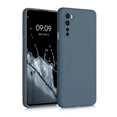 Abbildung von kwmobile Hülle kompatibel mit OnePlus Nord gummierte TPU Silikon Handyhülle Schutzhülle für kabelloses Laden Case in Dunkler Schiefer