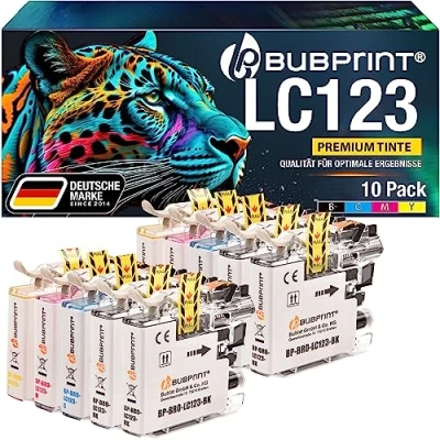 Abbildung von Bubprint 10 Druckerpatronen kompatibel als Ersatz für Brother LC 123 DCP J132 J152 W J4110 J552 J752 DW MFC J245 J4410 J4510 J470 J6520 J6720 J870