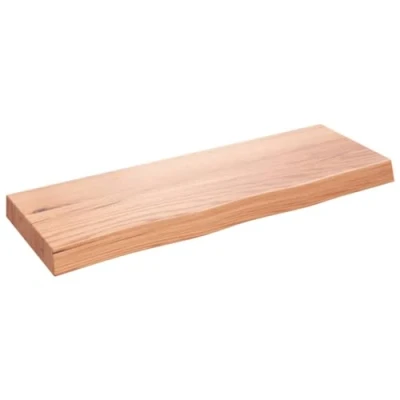 Abbildung von vidaXL Waschtischplatte, Multifunktional Arbeitsplatte mit Naturkante, Waschtischkonsole Tischplatte für Badezimmer, Holzplatte Platte, Hellbraun 80x30x(2 6) cm Massivholz Behandelt