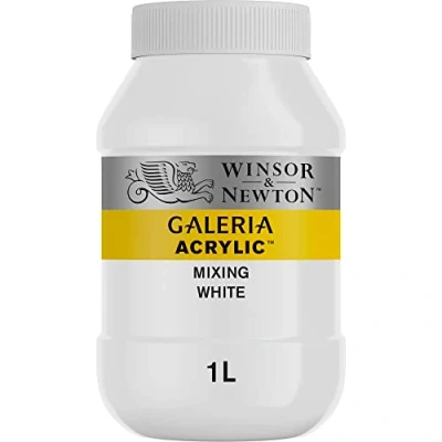 Abbildung von Winsor &amp; Newton 2154415 Galeria Acrylfarbe, hohe Pigmentierung, lichtecht, buttrige Konsistenz, 1000 ml Topf Mischweiß