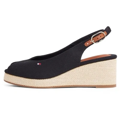 Abbildung von Tommy Hilfiger FLAG Keilsandalette, Damen, Größe: 36, Black Schuhe
