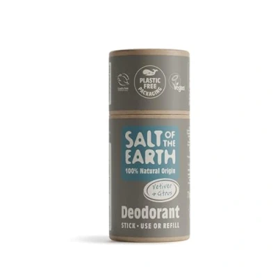 Abbildung von Salt Of The Earth Natural Deodorant Stick Refill Vetiver &amp; Citrus, Vegan, Long Lasting Protection, Leaping Bunny Approved, Made in UK, 75 g