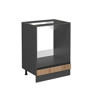 Abbildung von Vicco Herdumbauschrank R Line, Goldkraft Eiche/Anthrazit, 60 cm J Shape, ohne Arbeitsplatte
