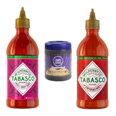 Abbildung von Tabasco Sriracha 300 ml und Sweet &amp; Spicy 256 Red Pepper 57