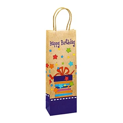 Abbildung von TSI Geschenktüten aus Kraftpapier Happy Birthday, 6er Packung, Größe: Flasche (HxBxT 36 x 12 8 cm), Art. Nr. 88285