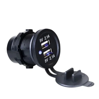 Abbildung von 12V/24V Dual USB Auto Steckdose Ladegerät Buchse Für KFZ Motorrad Zigarettenanzünder