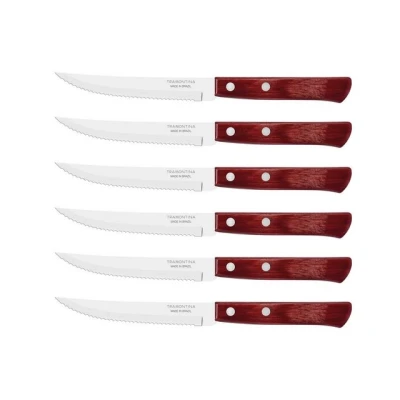 Abbildung von Tramontina Steakmesser Pizzamesser Set (6 Stück), FSC Echtholzgriff, rostfreier Edelstahl, spülmaschinenfest