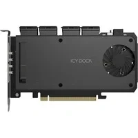 Abbildung von ICY DOCK 4 Bay M.2 NVMe SSD zu PCIe 5.0 x16 Wechselrahmen Gehäuse/Adapterkarte für Erweiterungsslot (PCIe Bifurcation nötig) ExpressSlot Slide MB204MP B