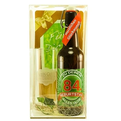 Abbildung von Bier Geschenk zum 84.Geburtstag Geburtstagsgeschenk vierundachtzigster Geburtstag Geschenkset 84.