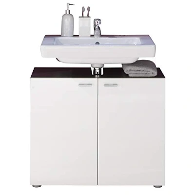 Abbildung von trendteam Waschbeckenunterschrank Tetis Kommode Badschrank Badezimmerschrank Weiß/Graphit Grau 72x61x34cm