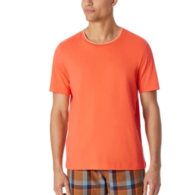 Abbildung von Schiesser Herren Schlafshirt Kurzarm Rundhals Mix + Relax Pyjamaoberteil, Orange_181184, 58
