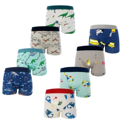 Abbildung von FedMois Jungen Boxershorts Unterhosen Baumwolle Pantys Unterwäsche 8er Pack, Dinosaurier und Auto, 9 11 Jahre