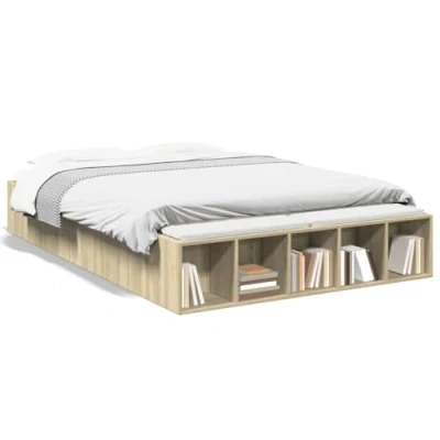 Abbildung von vidaXL Bett Bettgestell Sonoma Eiche 120x200 cm Holzwerkstoff