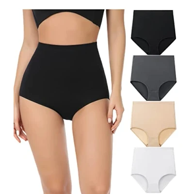 Abbildung von wirarpa Unterhosen Damen Baumwolle Unterwäsche Super Hohe Taille Frauen Slips Mehrpacka3 4er Pack Größe S