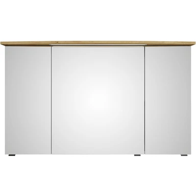 Abbildung von Saphir Badezimmerspiegelschrank &quot;Serie 4010 Badezimmer Spiegelschrank inkl. LED Beleuchtung im Kranz&quot;, Badschrank 122 cm breit, 3 Türen, 6 Glas Einlegeböden, inkl Türdämpfer