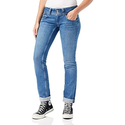Abbildung von Pepe Jeans Venus Straight FIT LOW Waist Leg, Damen, Größe: 34x32, Blue