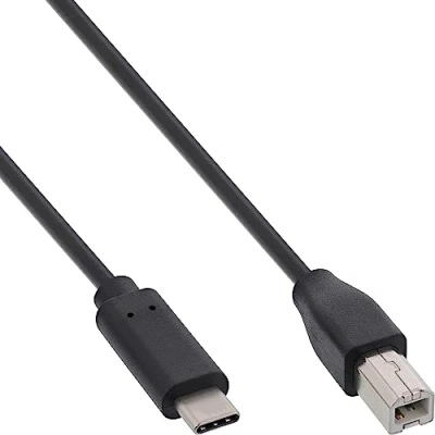 Abbildung von InLine 35761 USB 2.0 Kabel, Typ C Stecker an B Stecker, schwarz, 1m