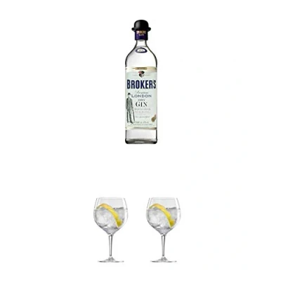Abbildung von Brokers Premium London Dry GIN 47% 0,7 Liter + Ballon Bistro Cubata Glas 1 Stück