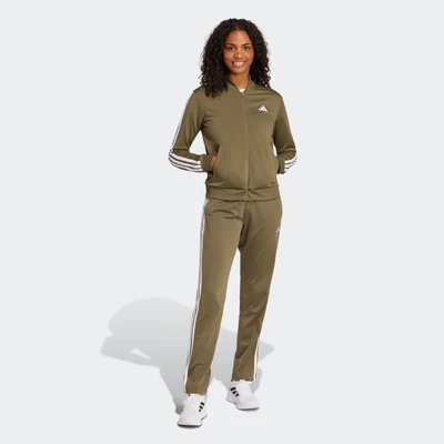 Abbildung von adidas Sportswear 3 Stripes Trainingsanzug, Damen, Größe: Medium, Olive strata