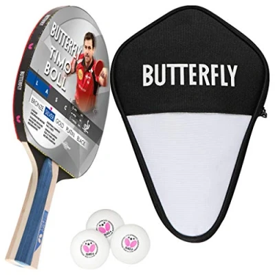 Abbildung von Butterfly 1x Timo Boll Silber 85016 Tischtennisschläger + Hülle 3x Bälle