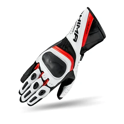 Abbildung von SHIMA Miura Motorradhandschuhe Damen Touchscreen, Sommer, Sport Leder Handschuhe mit Carbon Knöchelprotektor, Handflächen und Fingerschieber, Verstärkte Handfläche (Red Fluo, XS)