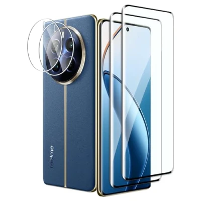 Abbildung von Fyqzio[2+2 Stück Gehärtetes Glas Schutzfolie kompatibel mit Realme 12 Pro/Realme Pro Plus und Kamera,Keine Blasen,9H Härte,Anti Scratch,3D Curved,HD Displayschutz für Pro/Plus