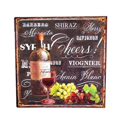 Abbildung von LB H&amp;F Blechschild Blech Schild Küche Wein Metall XL Weinflasche Weinglas