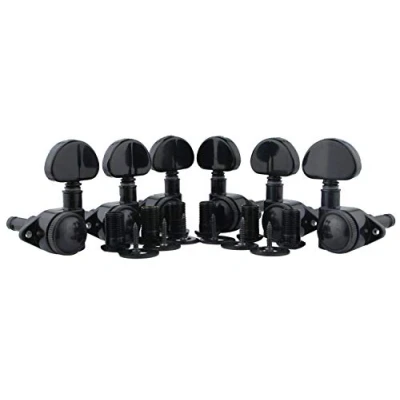 Abbildung von Guyker Guitar Locking Tuners (3L + 3R) 1:21 High End Roto Grip Rotomatic Lock String Tuning Key Pegs Machine Head with Big Handle Replacement for Electric, Folk or Acoustic Guitars Black