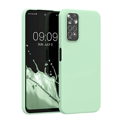 Abbildung von kwmobile Hülle kompatibel mit Xiaomi Redmi Note 11 / 11S weiches TPU Silikon Case Cover geeignet für kabelloses Laden Mintgrün matt