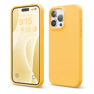 Abbildung von elago Kompatibel mit iPhone 15 Pro Max Hülle, Liquid Silicone Case, Full Body Protective Stoßfest Soft Microfiber Lining Anti Scratch 6.7 Zoll (Sonne)