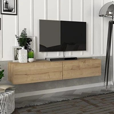 Abbildung von en.casa TV Schrank »Toivakka« Fernsehschrank 135x31x25cm Eiche Optik
