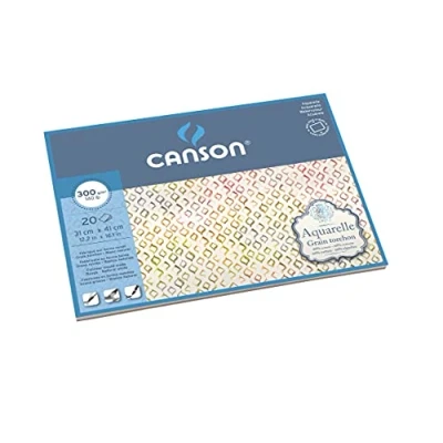 Abbildung von Canson Aquarelle Block rundumgeleimt, 31 x 41 cm, 20 Blatt, 300 g/m², Grobkorn