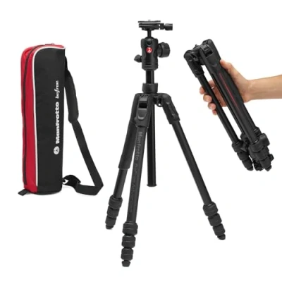 Abbildung von Manfrotto Befree Advanced AS, Camera Tripod, Twist Lock, Compatible with Arca Swiss, Portable, Compact Travel Tripod Kit, Ball Head, Aluminium for DSLR, Mirrorless Cameras, Accessories