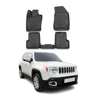 Abbildung von OMAC Gummimatten Fußmatten kompatibel mit Jeep Renegade 2014 2024 TPE Automatten Schwarz 4X