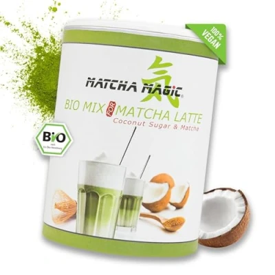 Abbildung von MatchaMagic Bio Matcha Latte Tee Pulver mit Kokosblütenzucker aus Japan für leckeren