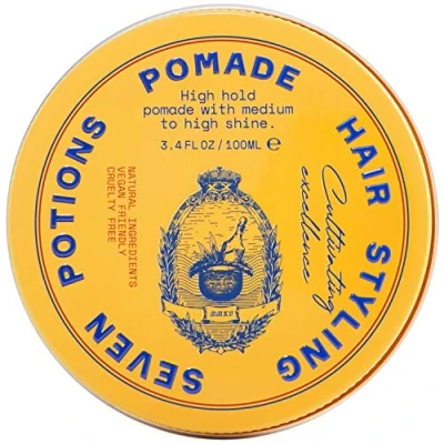 Abbildung von Seven Potions Natürliche Pomade für Männer — Natürlich, Auf Wasserbasis, Strahlender Glanz, Haar Styling Produkt mit Starkem Halt 100% Vegan, Ohne Tierversuche (100ml)