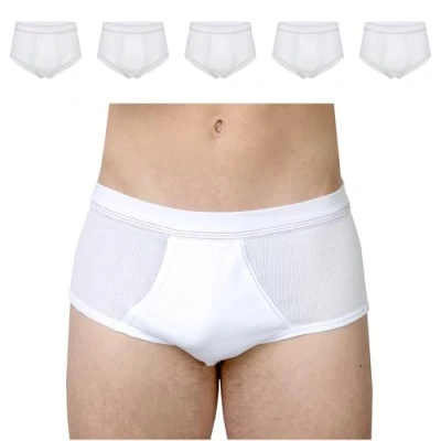 Abbildung von SES Feinripp Unterhosen Herren weiß 5er Pack aus 100% Baumwolle L/kochfeste mit Eingriff und Weichbund/Unterhosen Männer hochwertigem