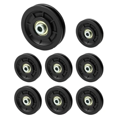 Abbildung von QWORK® 8stk. 90mm Nylon Seilrolle Umlenkrolle Universallager Riemenscheibe Drahtseilrolle für Gym Kabelmaschine Garagentor