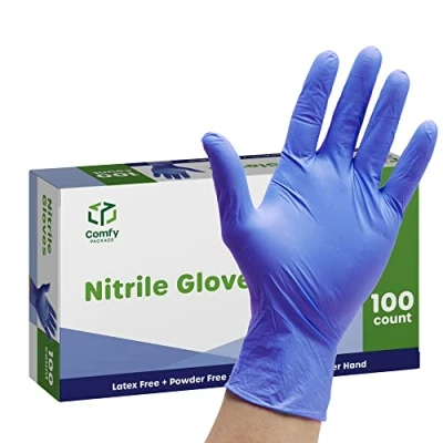 Abbildung von Comfy Package [100 Count] Nitrile Disposable Gloves 4 mil. Latex Free and Rubber Non Sterile Powder L
