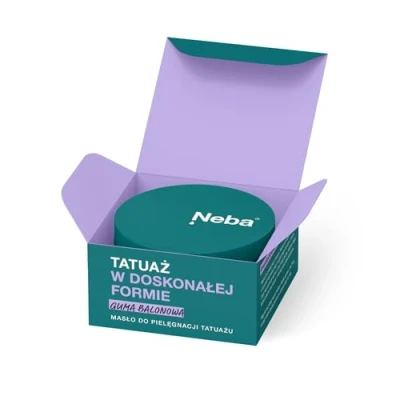 Abbildung von NEBA Tattoo Butter für Tägliche Pflege des Geheilten Tattoos, auch Sensitive Haut mit Sonnenblumenöl, Vitamin E, Sheabutter Vegan Duft Kaugummi 100 ml