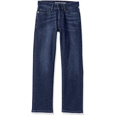 Abbildung von Amazon Essentials Jungen Gerade geschnittene Jeans mit normaler Passform, Dunkle Waschung, 10 Jahre