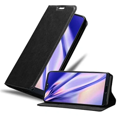 Abbildung von Cadorabo Hülle kompatibel mit Huawei P20 PRO / PLUS aus Kunst Leder Flip Klappbare Stoßfeste Magnetische [Standfunktion] [Kartenfächern] Cover für Tasche in Schwarz