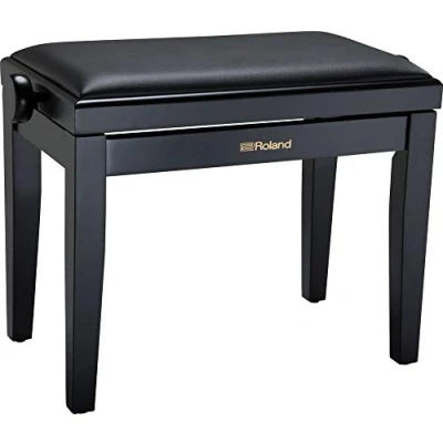 Abbildung von Roland Klavierbank in schwarzem Satin Finish mit gepolstertem Vinyl Sitz RPB 200BK, 65 x 37.2 24 cm