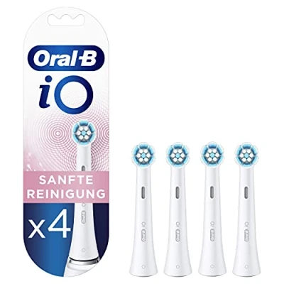 Abbildung von Oral B iO sanfte Reinigung Aufsteckbürsten für elektrische Zahnbürste, 4 Stück, Zahnreinigung mit Technologie, briefkastenfähige Verpackung, Valentinstag Geschenk Sie/Ihn