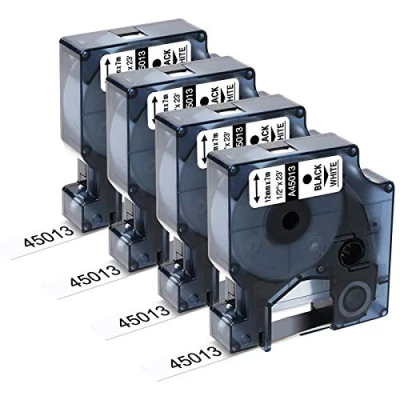 Abbildung von 4 x Upwinning A45013 45013s 45013 Black White als Ersatz für Dymo D1 Etikettenband 12mm 7m S0720530 Schwarz auf Weiß LabelManager 160 120 150 200 210D 280 360D 420P 500TS PnP
