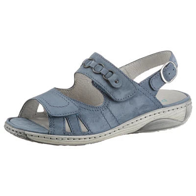 Abbildung von Waldläufer Riemchensandale &quot;GARDA&quot;, Sommerschuh, Sandalette, Keilabsatz, mit Druckknopf, G Weite