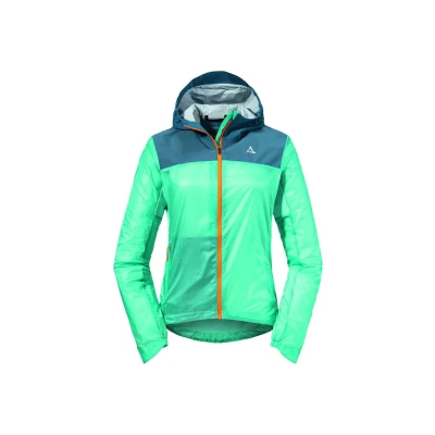 Abbildung von Schöffel Damen Hybrid Jkt Flow Trail L, extrem leichte, atmungsaktive MTB Jacke, wasserabweisende Fahrradjacke mit vorgeformten Ellbogen, hidden cove, 44