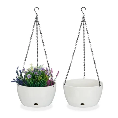 Abbildung von relaxdays Blumenampel 2 Blumenampeln mit Wasserspeicher XL