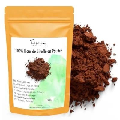 Abbildung von 500g Gewürznelken Pulver Getrocknete Nelken, Hochwertige Gemahlene Nelken Intensives Aroma und Geschmack Ideal zum Kochen 100% natürlich, Ohne Zusatzstoffe Tazarin Ltd